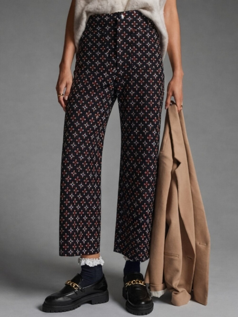 Maeve Colette Pants Women's 29 Ponte Wide Leg Crop Geometric Size 29